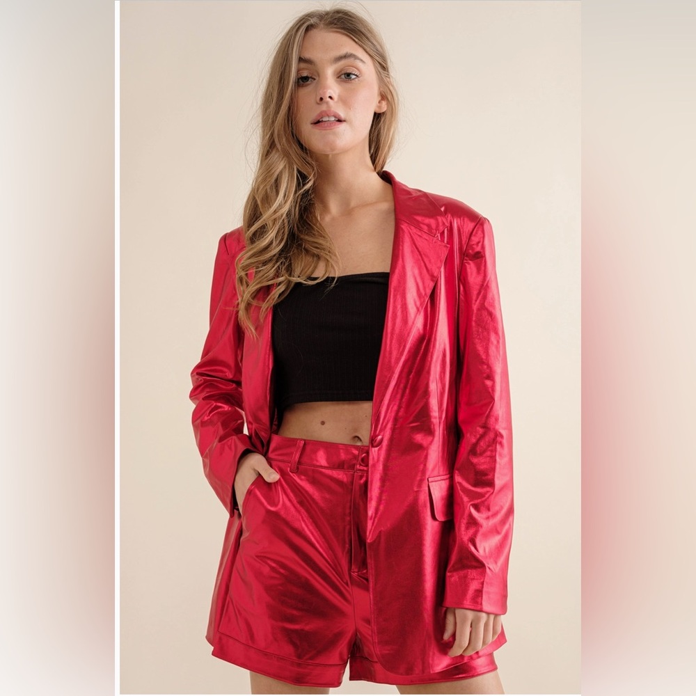 Metallic red blazer